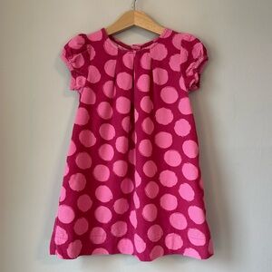 Cherokee Toddler Pink Spring Corduroy Polka Dot Puff Sleeve Shift Dress Size 3T